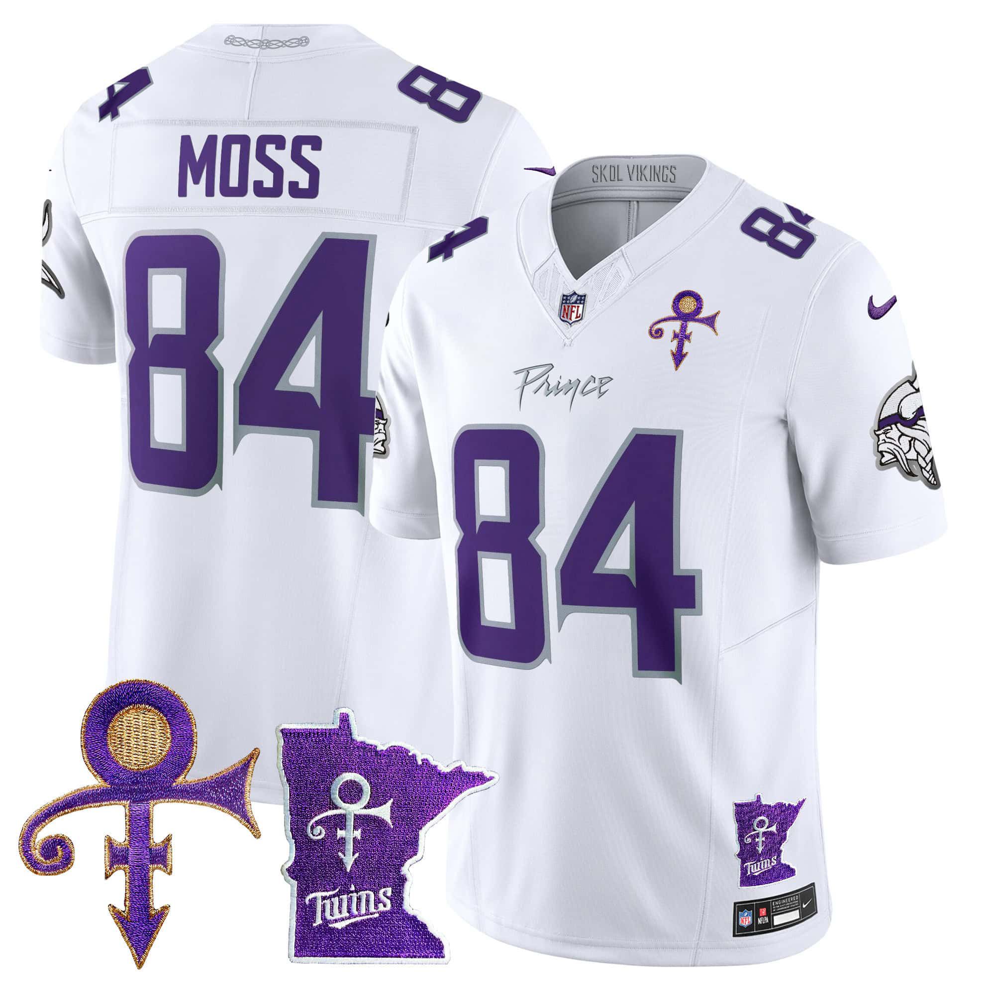 Men Minnesota Vikings 84 Moss White 2024 Nike Prince Vapor Limited NFL Jersey